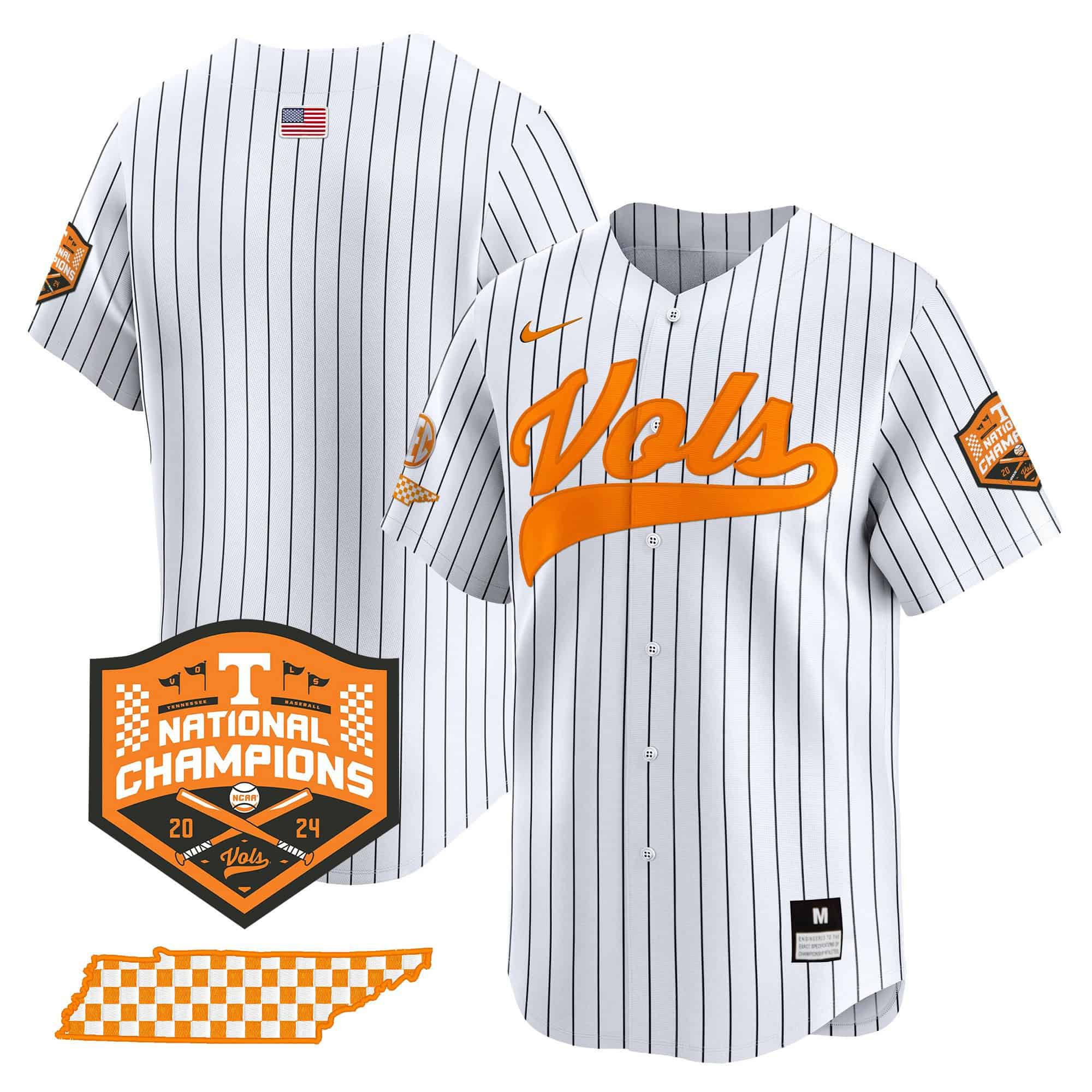 Men Tennessee Volunteers Blank White Stripe 2024 Nike Champions Vapor Premier Limited NCAA Jersey